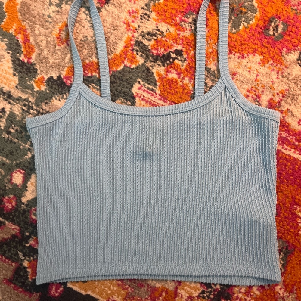 Blue Ribbed Women's Tank Top
